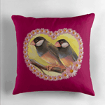 Java Sparrow Finches Realistic Painting Pillow